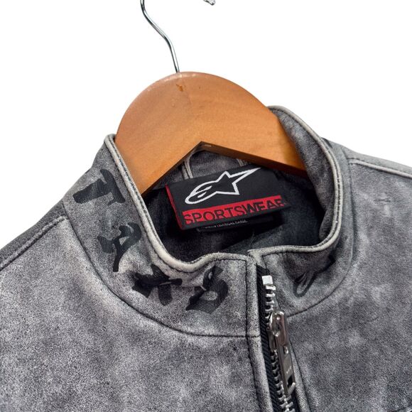 RARE Alpine Stars Motorcycle w/Leather Women's Moto Wash Safety Gray Jacket M - Picture 4 of 9